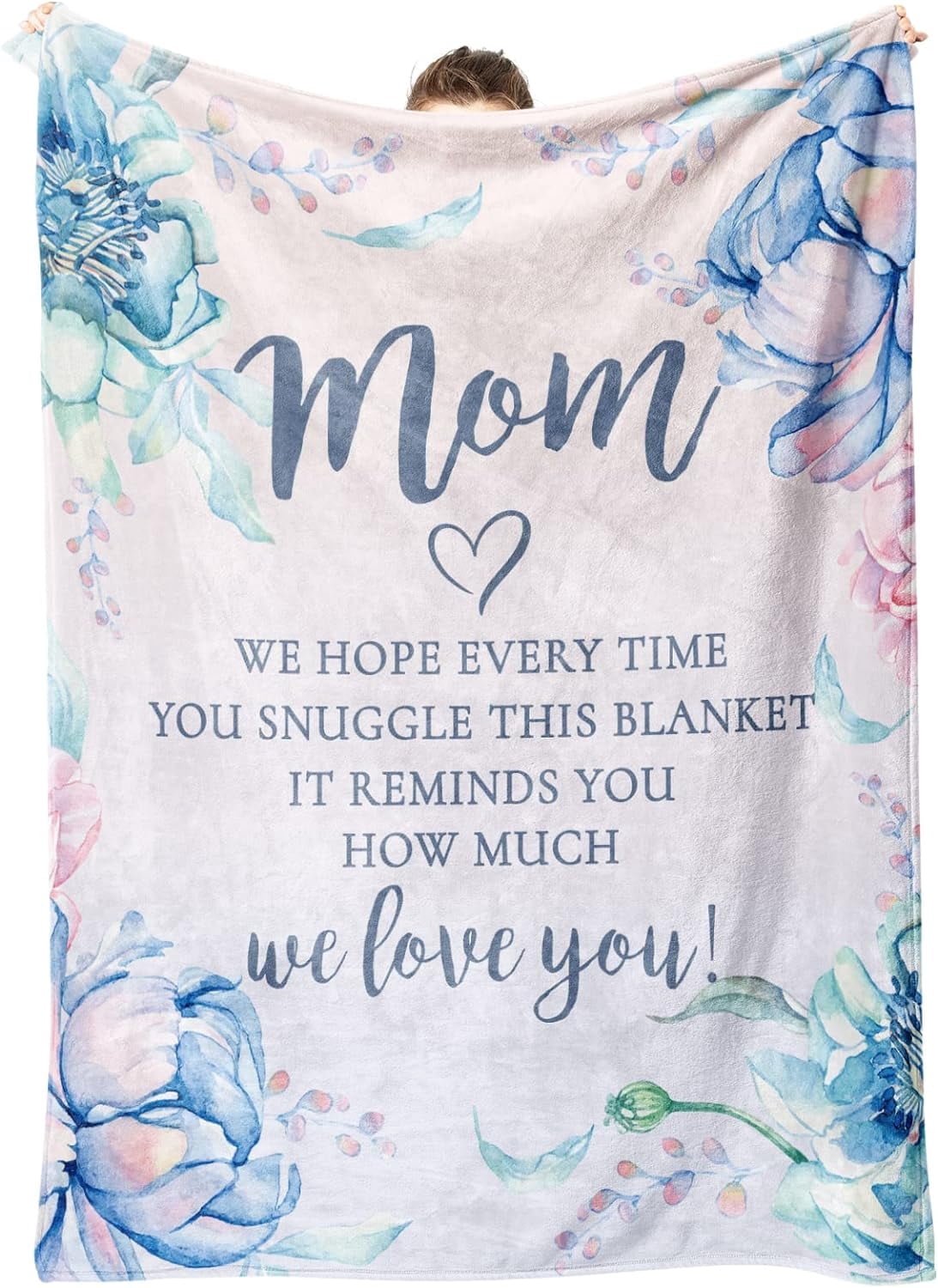 NICKSUN Blanket Gifts for Mom, Mom Birthday Gifts, Mother's Day Gifts from Daughter Son, We Love You Mom Throw Blankets Present 50" x 60"