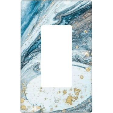 NICKSUN Blue Marble Wall Plate, 1 Gang Rocker Outlet Cover Decorative Switch Plate for Office Home Decor, 4.5 x 2.76 Inch
