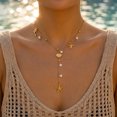 thumbnail image 1 of NICKSUN Boho Beach Vacation Lariat Y-Necklace, Vintage Gold Layered Long Pendant Necklaces with Starfish, Seashell, Faux Pearl & Marine Charms, Elegant All-Match Coastal Drop Statement Jewelry, 1 of 4