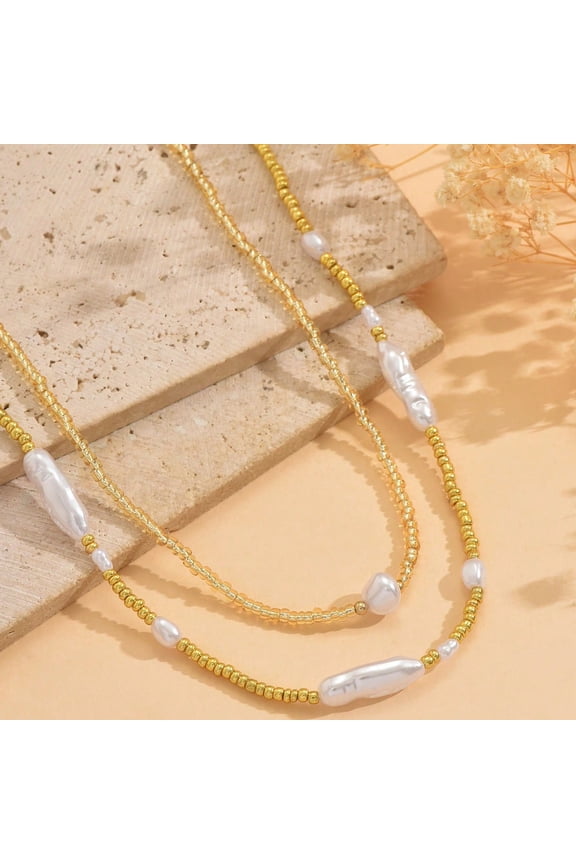 Boho Beaded Necklace Layered Neck Chain Bead Choker Necklaces Shell Star Butterfly Collar Jewelry Colorful Flower Chain Beach Travel Hawaiian Costume Jewelry