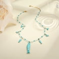 thumbnail image 1 of NICKSUN Boho Ocean Theme Beaded Necklace, 18K Gold Plated Stainless Steel Enamel Fish Starfish Charm Choker, 2 Colors Summer Vacation Beach Clavicle Jewelry for Women, 1 of 4