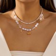 thumbnail image 1 of NICKSUN Boho Ocean Themed Layered Beaded Necklace, Multi-Layer Stackable Starfish Shell Imitation Pearl Choker, Summer Vacation Beach Statement Jewelry, 1 of 7