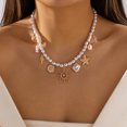 thumbnail image 1 of NICKSUN Boho Ocean Themed Layered Beaded Necklace, Multi-Layer Stackable Starfish Shell Imitation Pearl Choker, Summer Vacation Beach Statement Jewelry, 1 of 7