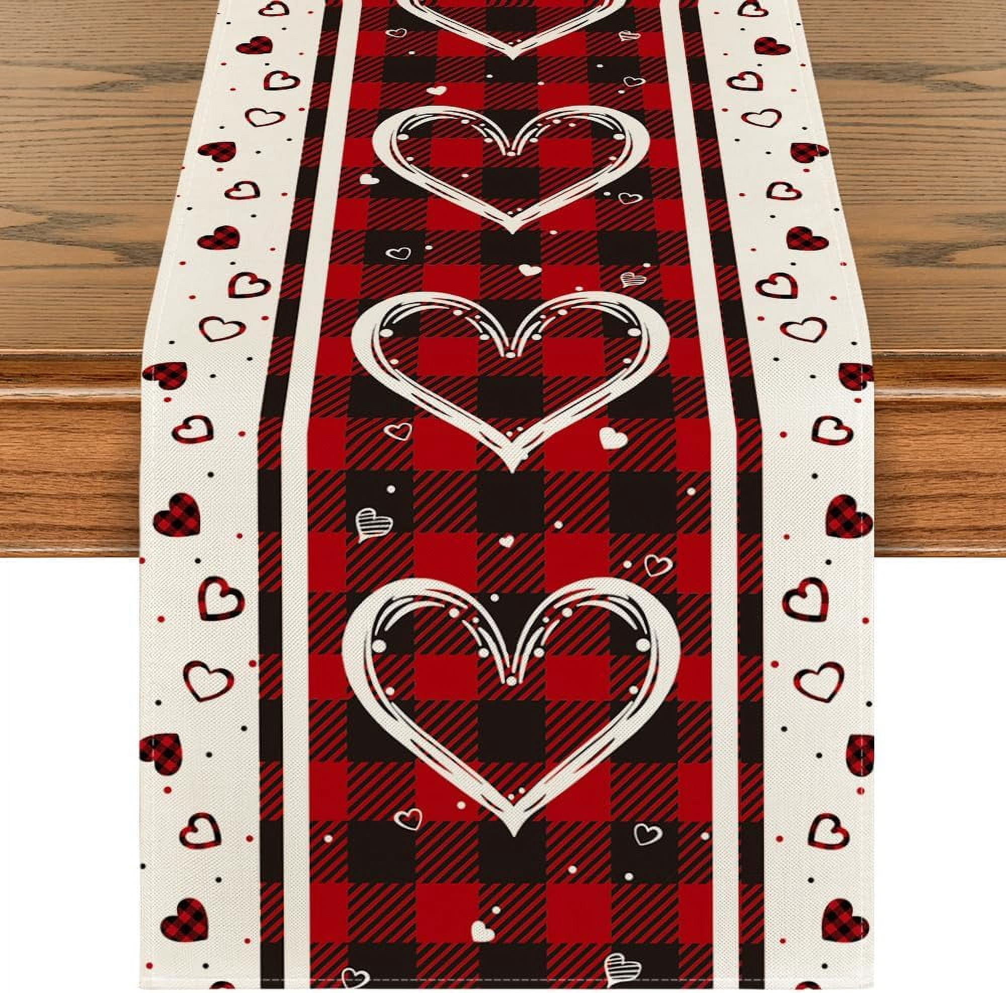 NICKSUN Buffalo Plaid Love Hearts Valentine Day Table Runner 13 x 72 ...