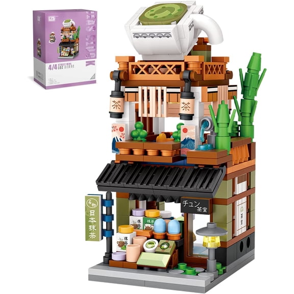 NICKSUN Building Blocks Set Japanese Street View Mocha Shop Mini Bricks Model Toys Creative Simulation Architecture Building Toys