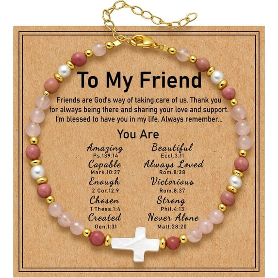 NICKSUN Christian Cross Bracelet for Women, Stocking Stuffers for Women, Confirmation Baptism Easter Christmas Gift for Friends Daughter Mom Sister in Christ on Birthday