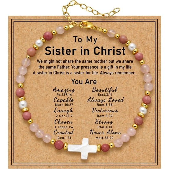 NICKSUN Christian Cross Bracelet for Women, Stocking Stuffers for Women, Confirmation Baptism Easter Christmas Gift for Friends Daughter Mom Sister in Christ on Birthday