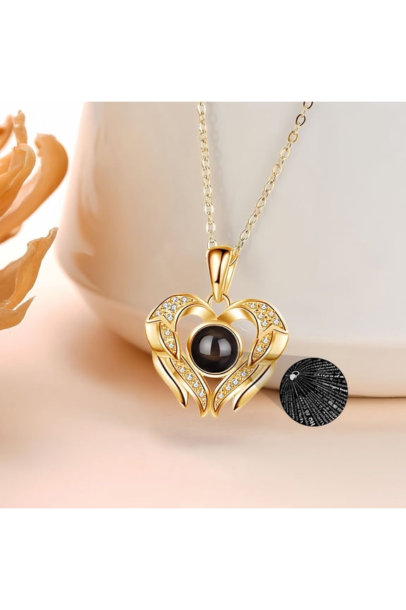 Christmas Necklace Gift for Girlfriend I Love You in 100 Languages Project Heart Pendant with Preserved Red Rose Flowers in Box for Women Mom Wife on Birthday Anniversary