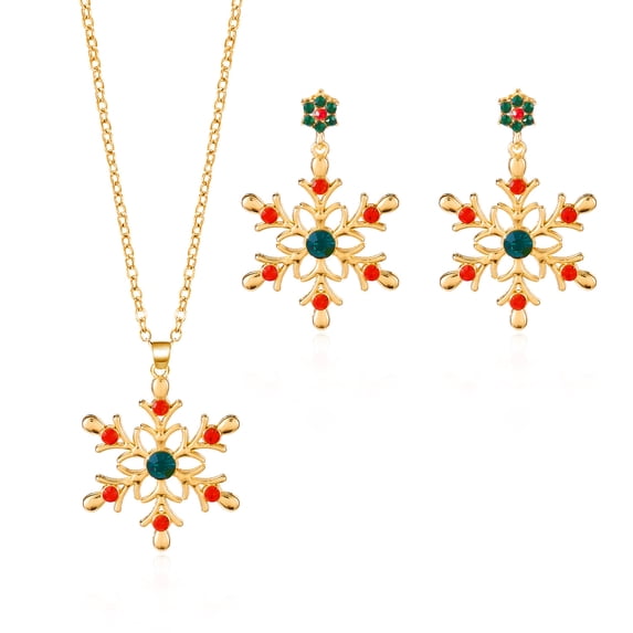 NICKSUN Christmas Snowflake Rhinestone Jewelry Set for Women, Crystal Pearl Snowflake Pendant Necklace & Dangle Earrings Matching Set, Winter Xmas Holiday Party Accessory Gift