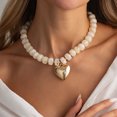 thumbnail image 1 of NICKSUN Chunky Heart Necklaces for Women, Colorful Resin Beaded Choker Necklace, Cute Gold Puffy Heart Statement Necklace Trendy Acrylic Choker Jewelry Gift, 1 of 8