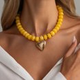 thumbnail image 1 of NICKSUN Chunky Heart Necklaces for Women, Colorful Resin Beaded Choker Necklace, Cute Gold Puffy Heart Statement Necklace Trendy Acrylic Choker Jewelry Gift, 1 of 1