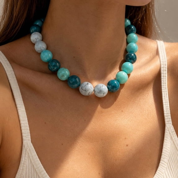 NICKSUN Colorful Chunky Bead Necklaces For Women Trendy Boho Collar Statement Necklace Choker Summer Beach Jewelry Birthday Gift For Her