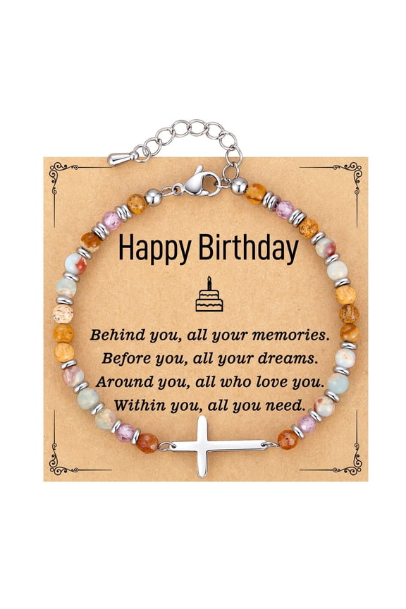 Cross Beaded Bracelet Gifts for Women: Christian Gifts for Women - Birthday Christmas Bracelet Gift for Friends Daughter Mom Sister in Christ Niece - Confirmation Baptism Easter Gift
