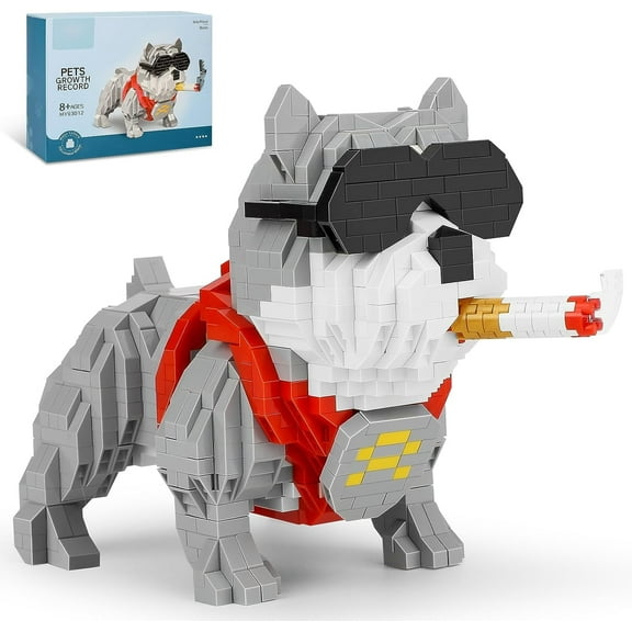 NICKSUN Cute Animal Building Block Set, Bully Pitbull Mini Bricks Block Gift for Adult 998Pcs