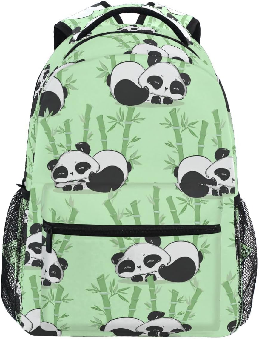 NICKSUN Cute Pandas Bamboo Backpack School Bag Travel Daypack Rucksack
