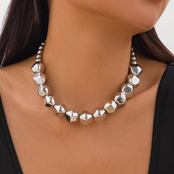 NICKSUN Dainty Big Beaded Choker Necklace Boho Chunky Bib Chain Necklace Fashion Statement Heavy Necklace Accessories for Women