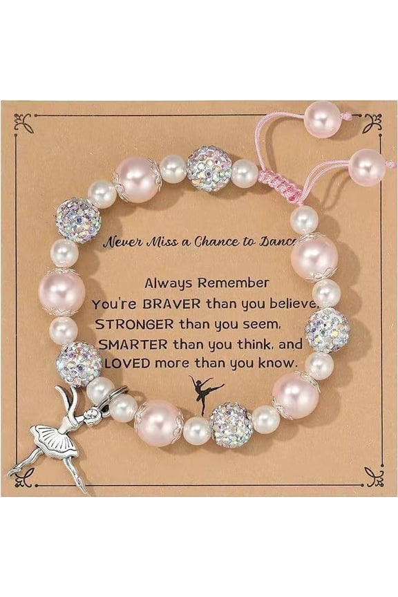 Dance Recital Gifts for Women, Dancing Sparkle Pink Dance Bracelet for Dance Lover Team, Ballerina Gift for Ballet Dancer, Dancing School Competition Gifts for Ballet Friends Mate
