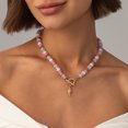 thumbnail image 1 of NICKSUN Dopamine Color Disc Beaded Choker with Gold Fish Pendant, Ocean Style OT Toggle Clasp Necklace, 1 of 10