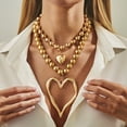 thumbnail image 1 of NICKSUN Exaggerated Heart Pendant Pearl Necklace,Charming Plated Gold Chunky Love Ball Statement Choker,Sweet Heart Beaded Collar Necklace for Women, 1 of 9