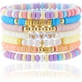 thumbnail image 1 of NICKSUN Friendship Bracelets Trendy Heishi Clay Bead Bracelets Stack Gold Beaded Stretch Bracelets for Women Boho Stackable Bracelets Bulk Cute Preppy Jewelry, 1 of 7