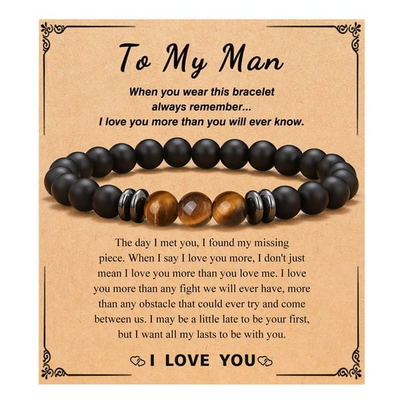 NICKSUN Gifts for Men Bracelets, Stone Beads Braided Rope Meaningful Bracelet, Mens Adjustable Bracelets Birthday/Valentines Day/Easter Gifts for Men Husband Boyfriend Father