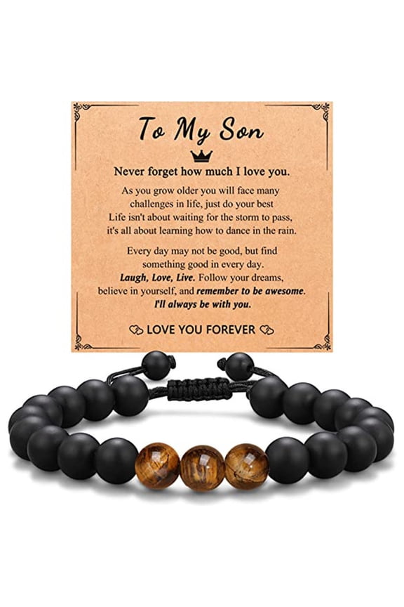 Gifts for Men Bracelets, Stone Beads Braided Rope Meaningful Bracelet, Mens Adjustable Bracelets Birthday/Valentines Day/Easter Gifts for Men Husband Boyfriend Father