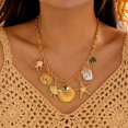 thumbnail image 1 of NICKSUN Gold Ocean Charm Choker Necklace, Dainty Paperclip Chain Collarbone Jewelry with Starfish, Conch, Seashell, Octopus & Palm Tree Pendants, Trendy Elegant Coastal Vacation Accessories, 1 of 5