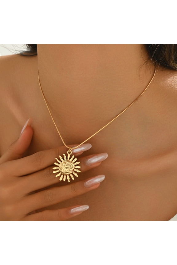 Gold Sun Necklace for Women Gold Sunburst Spiral Pendant Necklace for Women Minimalist Summer Jewelry