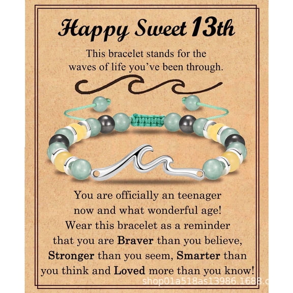 NICKSUN Happy Sweet Birthday Gifts for Women, Wave Birthday Bracelet Gifts with Birthday Card for Daughter Granddaughter Niece Friends