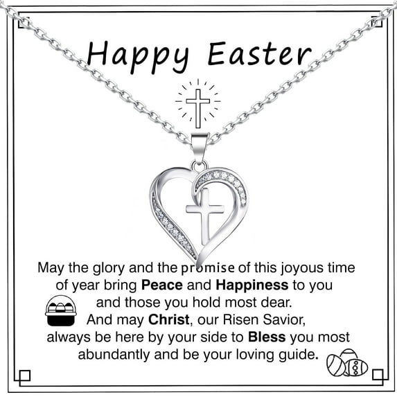 NICKSUN Heart Cross Necklace for Women Baptism Confirmation Easter Gifts