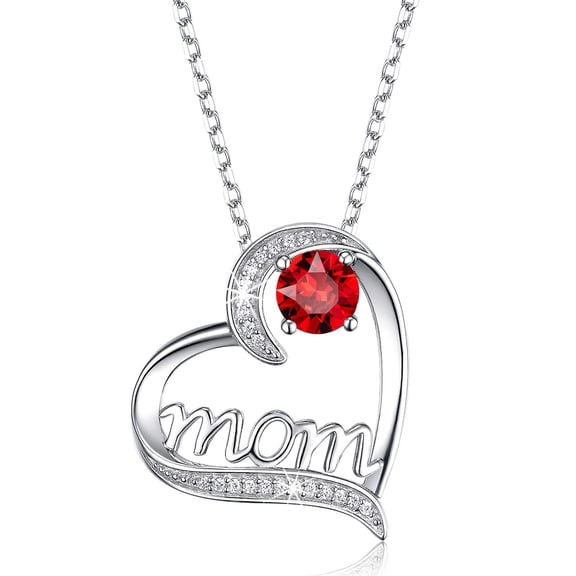 NICKSUN Heart Necklace Gift for Mom - 18K White Gold Plated Heart MOM Pendant for Mother's Day, Anniversary Birthday Gifts for Mummy, Jewelry Gifts for Mamma