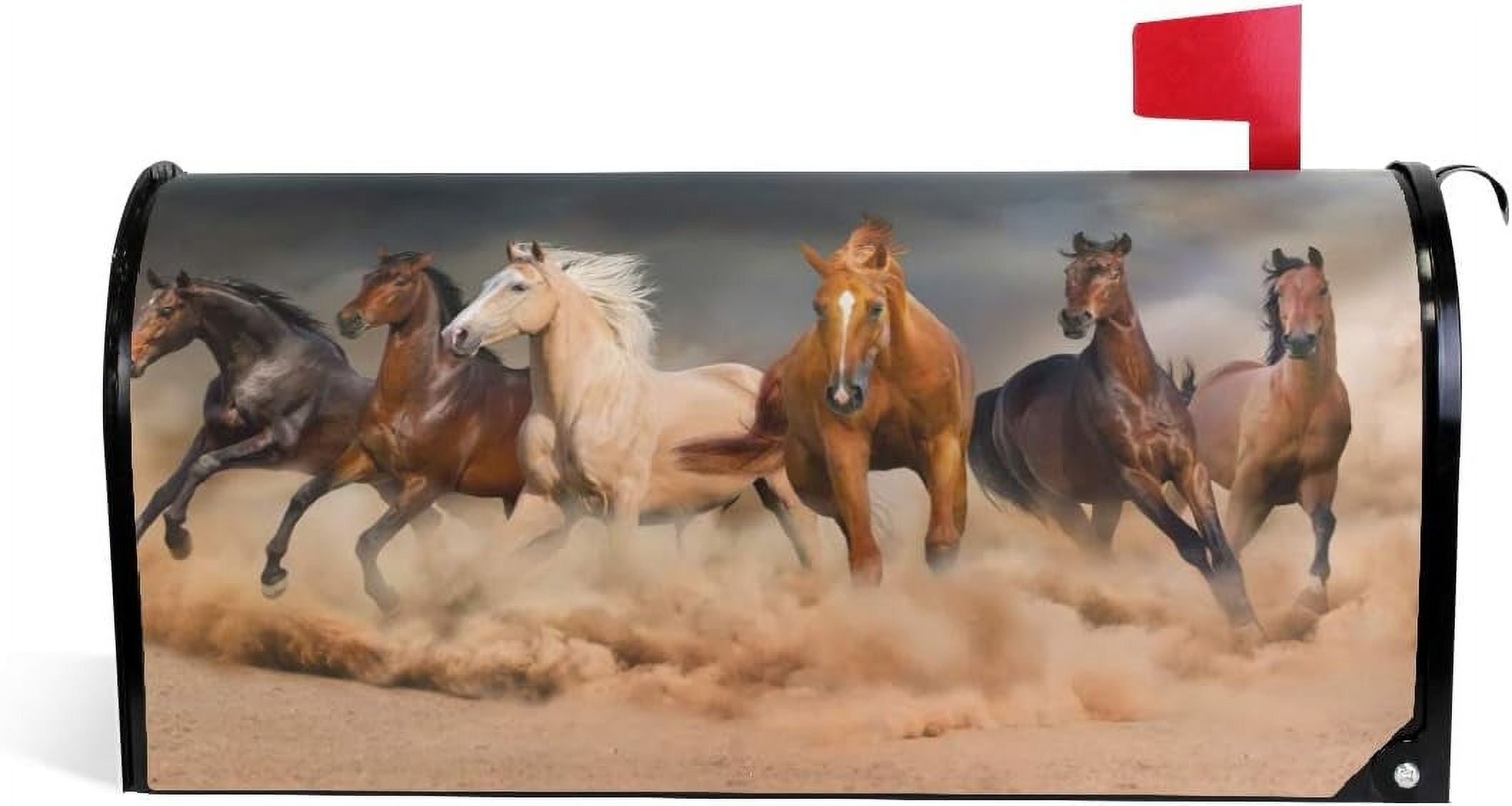 NICKSUN Horse Mailbox Covers Garden Yard Home Decor for Outdoor Standard Size 21" X 18