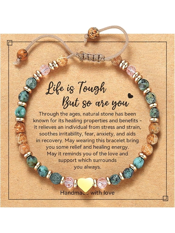Inspirational Gifts for Women Birthday - Healing Natural Stone Bracelets, Thinking of You Get Well Soon Gifts for Women Friend Sister