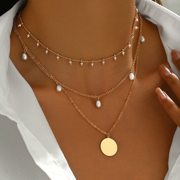 NICKSUN Layered Gold Silver Necklaces for Women, Stackable Stack 14K Gold Plated Chain Necklace Circle Layering Pendant Necklaces Trendy Gold Jewelry Set Gifts