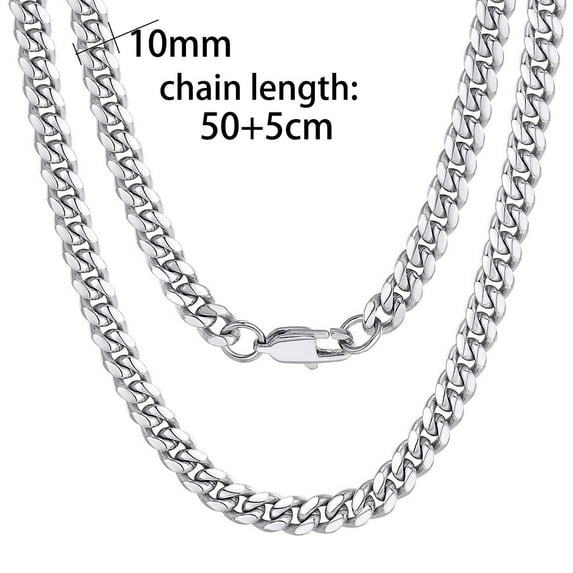 NICKSUN Men Cuban Link Chain Necklace, Stainless Steel Choker, 18K Gold Plated Necklaces for Male Women, 6/8/10mm Width