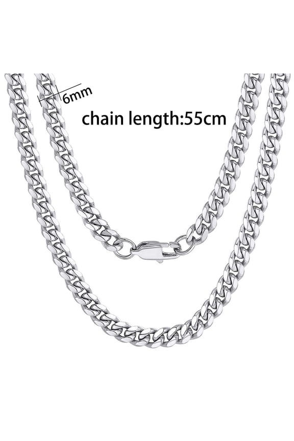 Men Cuban Link Chain Necklace, Stainless Steel Choker, 18K Gold Plated Necklaces for Male Women, 6/8/10mm Width