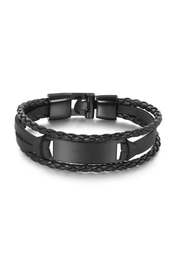 Mens Bracelet | Leather Engraved Bracelet Gift for Him Best Man Groomsman | ID Identity, Customised Monogram, Birthday, Wedding,Christmas,Valentines Day