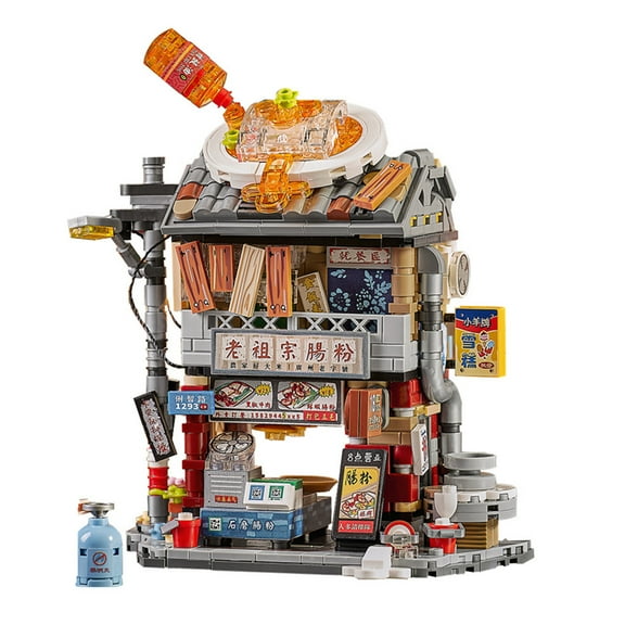 NICKSUN Mini Building Blocks, Rice Roll Shop Street View, MOC Creative Chinese Architecture Toys Model Set, 733 Pieces Simulation Construction Toys for Boys Girls