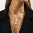 thumbnail image 1 of NICKSUN Minimalist Multi-Layer Beaded Chain Necklace, Dainty Silver Stackable Choker with Black Acrylic Gem Pendant, 1 of 8