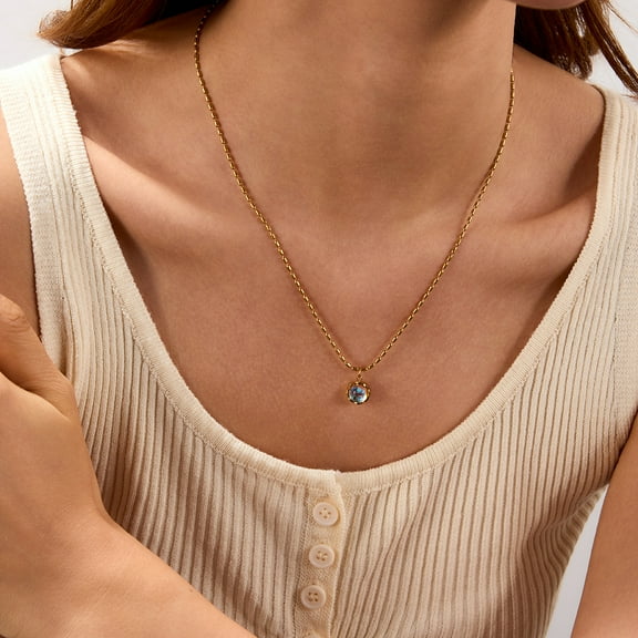 NICKSUN Moonstone Necklace for Women, Premium Gold Minimalist Round Necklaces, 18K Gold Plated Statement Necklace for Women