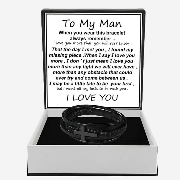 NICKSUN Multi-Layer Braided Leather Bracelets with Magnetic Clasp Mens Cuff Bracelets for Men Genuine Leather Bracelet Religious Leather Bracelets Decorate Gift