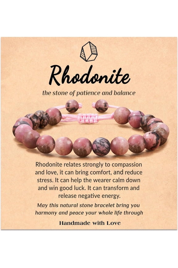 Natural Gemstone Crystal Beads Unisex Adjustable Macrame Stretch Bracelets