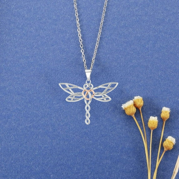 NICKSUN Necklace for Women, Dainty Dragonfly Heart Bow Rose Necklace, Gifts for Best Friend Sister Mom Girlfriend, Graduation Chritmas Birthday Anniversary Thank You Gifts