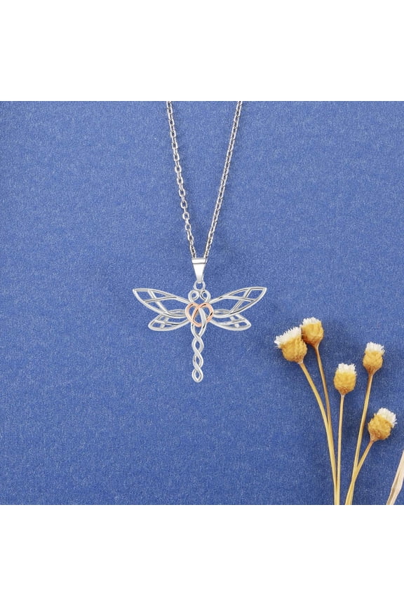 Necklace for Women, Dainty Dragonfly Heart Bow Rose Necklace, Gifts for Best Friend Sister Mom Girlfriend, Graduation Chritmas Birthday Anniversary Thank You Gifts