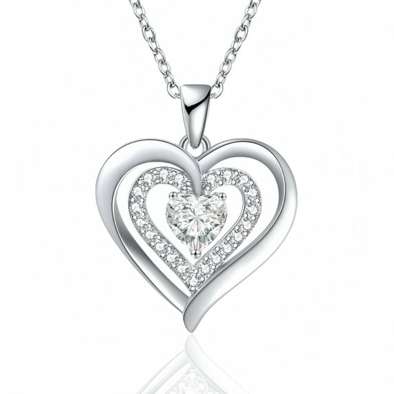 NICKSUN Necklace for Women, Heart Pendant Necklace, Birthday Gift Anniversary Present for Wife, Girlfriend, Daughter, Mom