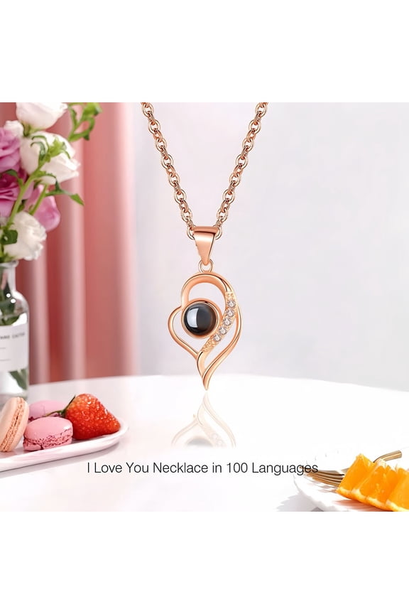 Preserved Rose Gift with Heart Necklace I Love You in 100 Languages,Eternal Rose Gift for Girlfriend, Women, Mom, Wife on Christmas, Valentine's Day,Mother's Day,Birthday,Anniversary