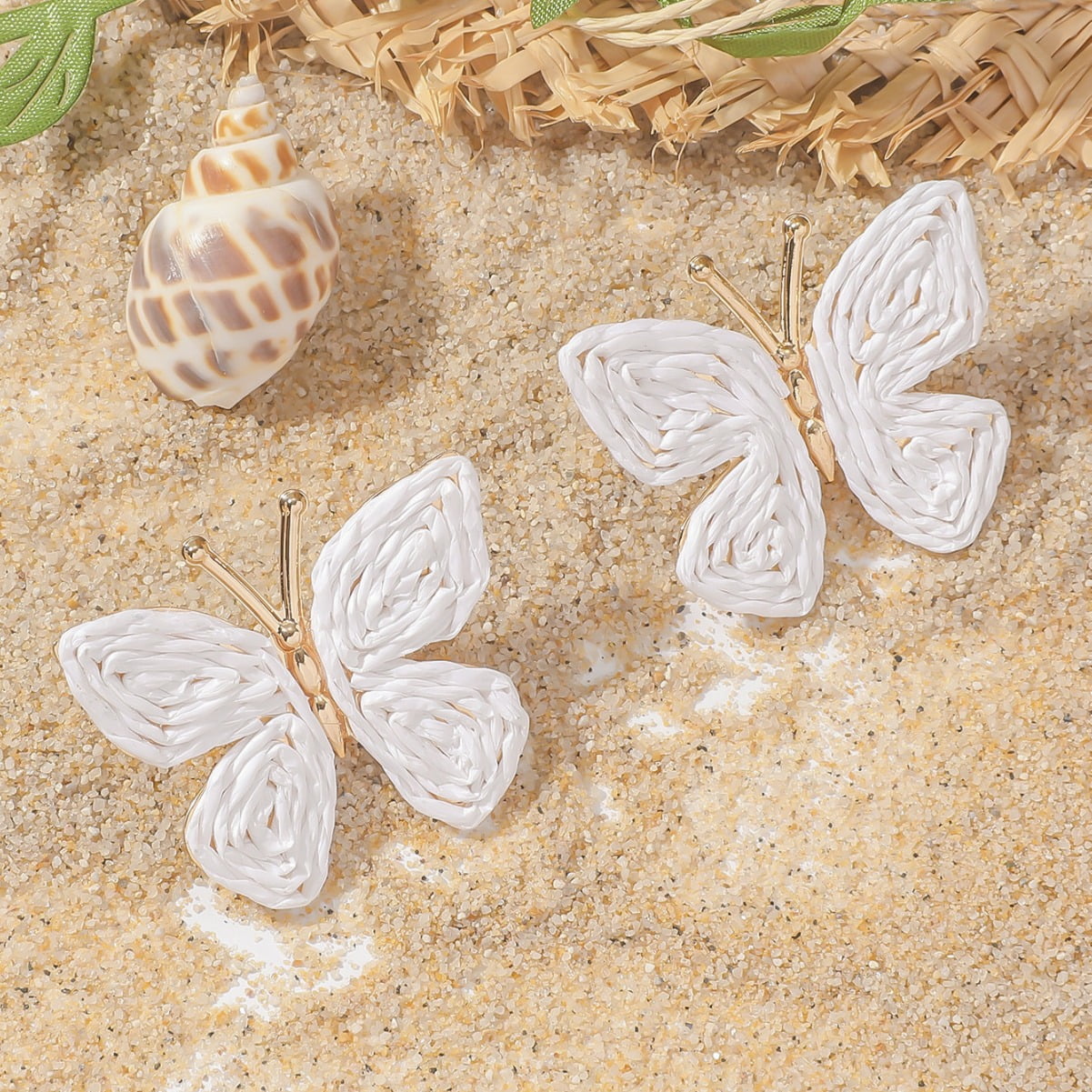 Boho Rattan Flower Earrings For Women - 2 Pairs Handmade Daisy Drop Dangle Summer Beach Jewelry
