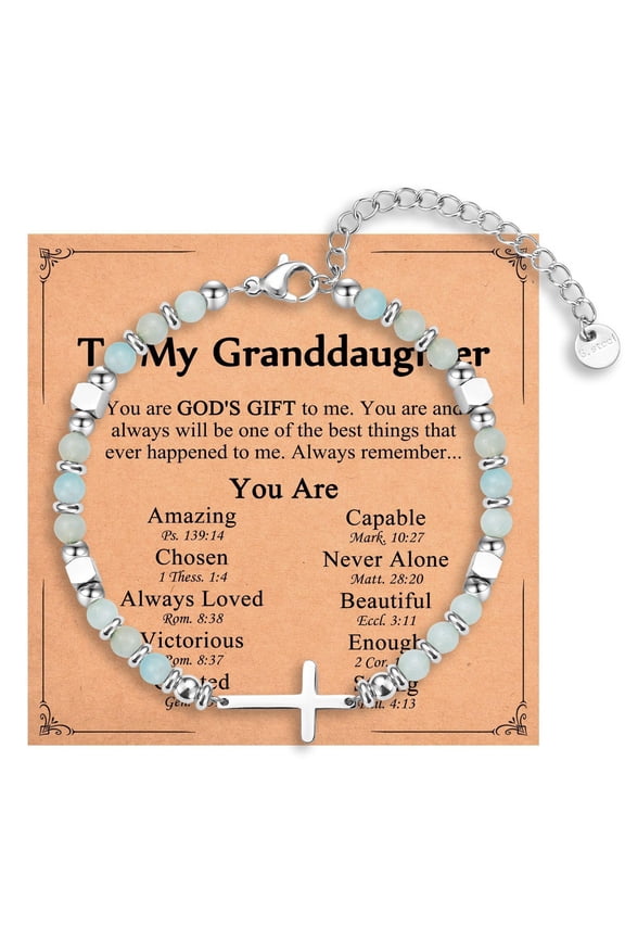 Religious Cross Bracelet for Women, Christian Gifts for Daughter Granddaughter Sister in Christ Friend Niece on Birthday Christmas Easter Valentines Day Graduation
