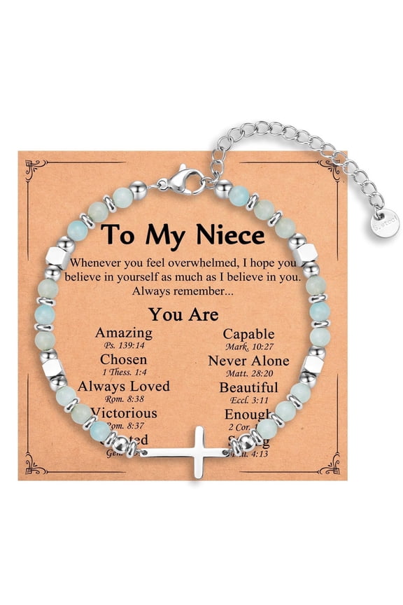 Religious Cross Bracelet for Women, Christian Gifts for Daughter Granddaughter Sister in Christ Friend Niece on Birthday Christmas Easter Valentines Day Graduation
