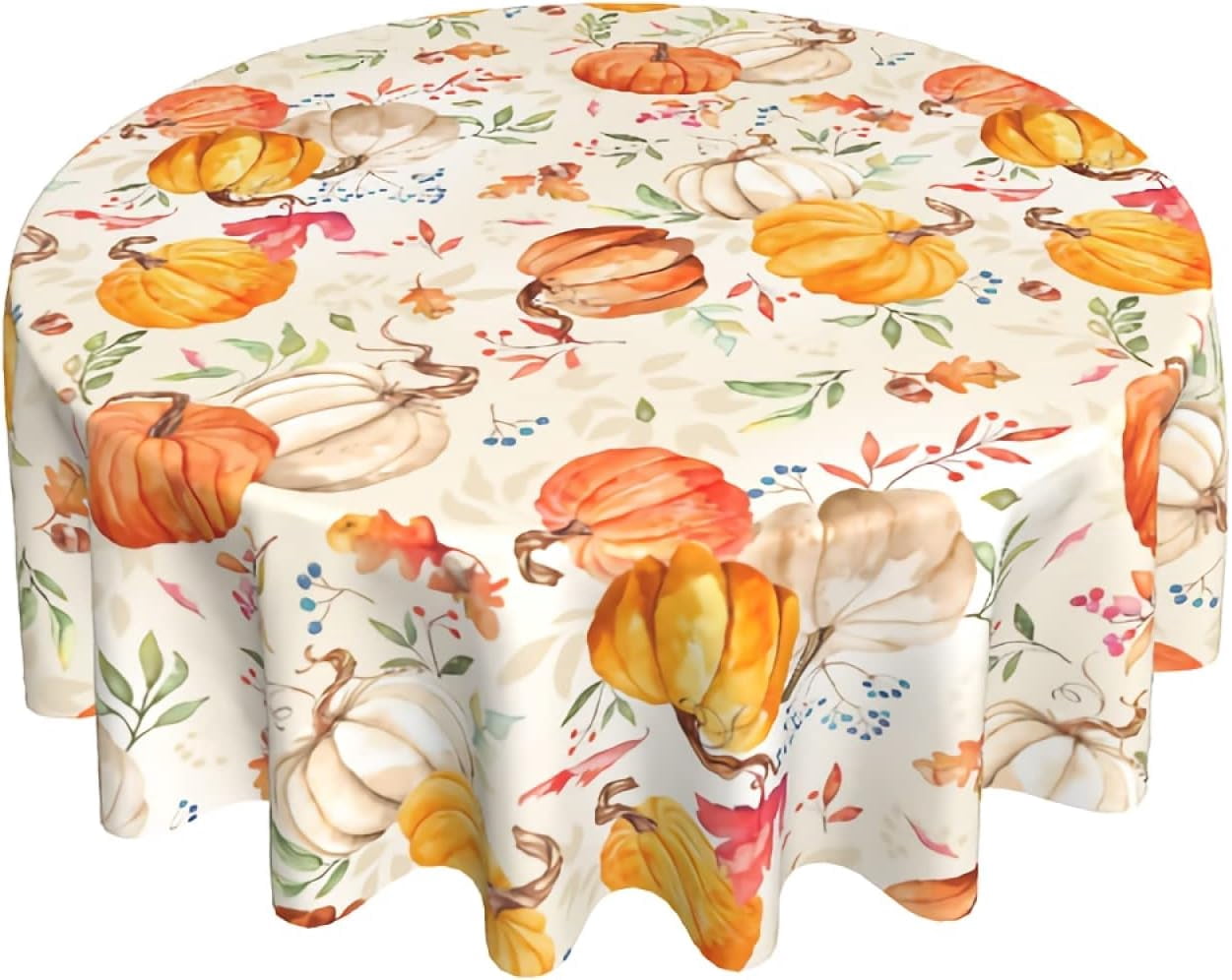 Buxjexh 60 Inch Round Fall Tablecloth - Autumn Maple Leaf Pattern Seasonal Dining Decor